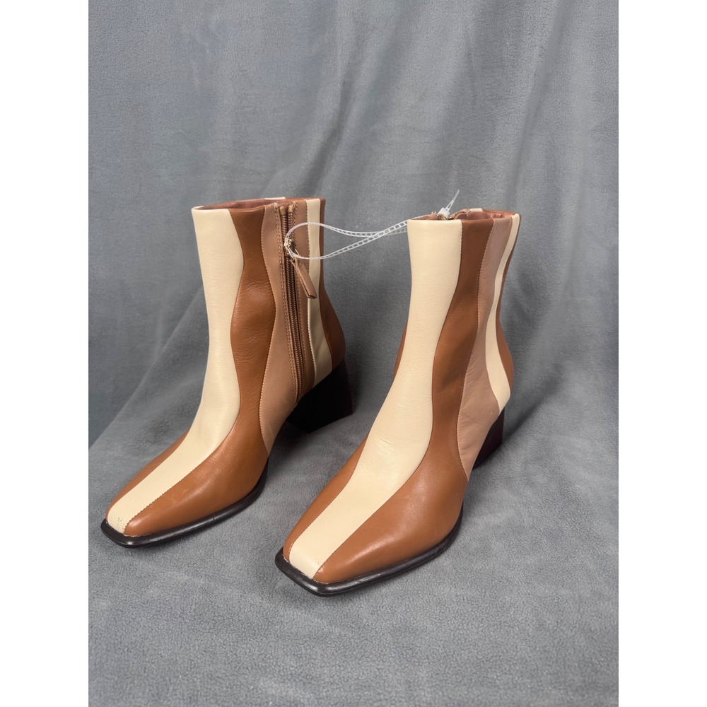 Gianni Bini brown Brown Multi Colorblock Square Toe Ankle Boots 6m NWOB